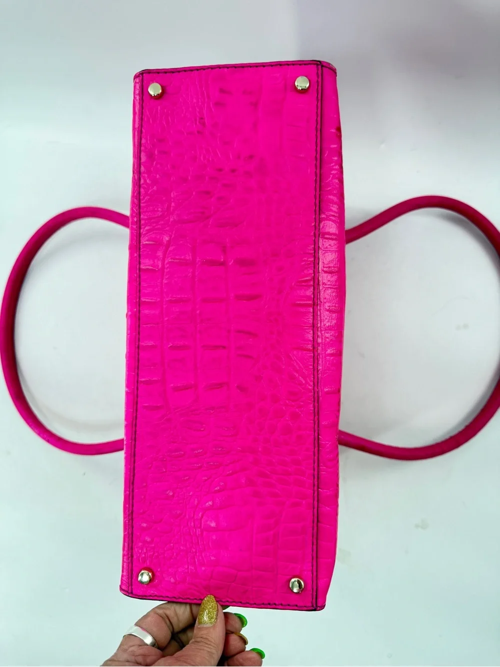 Kate Spade Sinclair Orchard Valley Pink Sapphire Croc-Embossed Shoulder Bag Tote